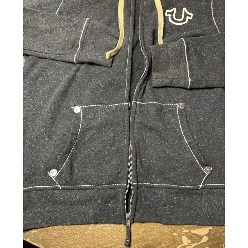 True Religion Mens Large Hoodie Full Zip Sweater Jacket Y2K
